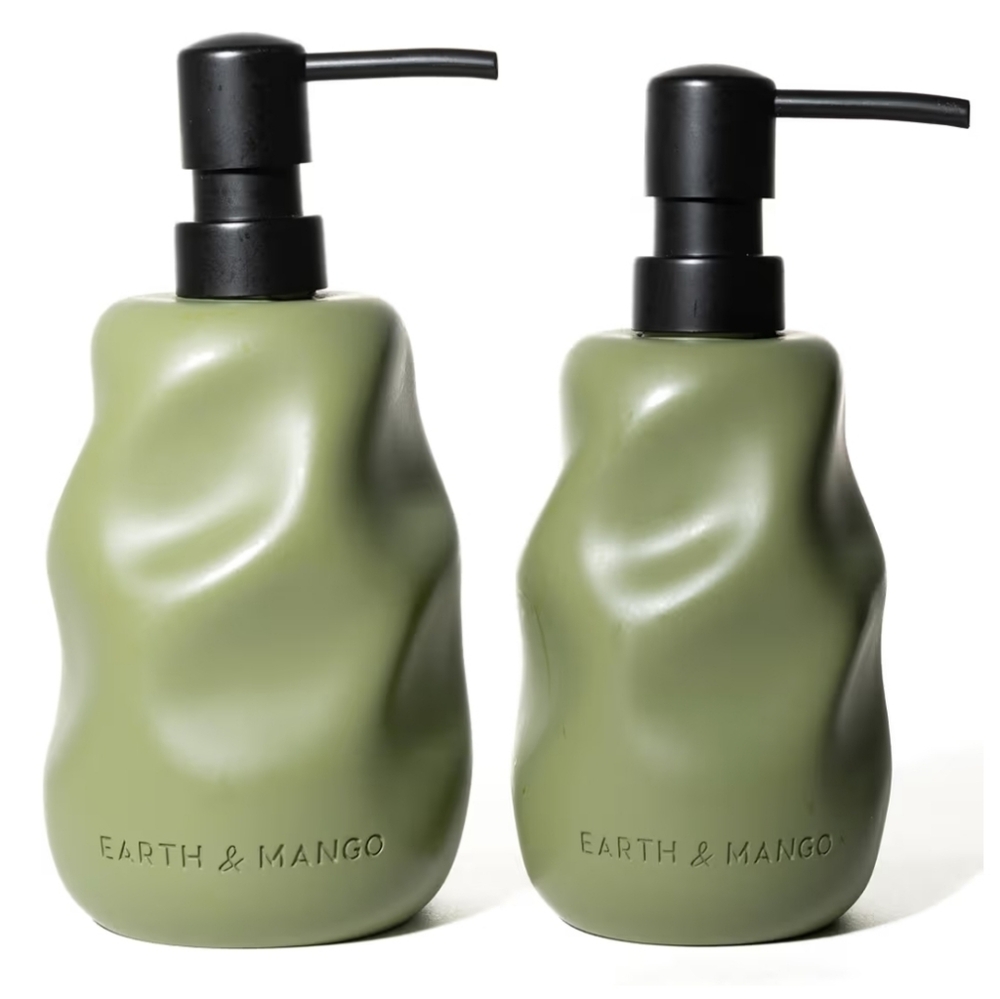 Earth & Mango Concrete Dish & Hand Soap Dispensers - Moss Green